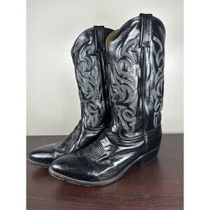 Dan Post Men 2110 R Black Leather Cowboy Western Stitch Boots Size 12
